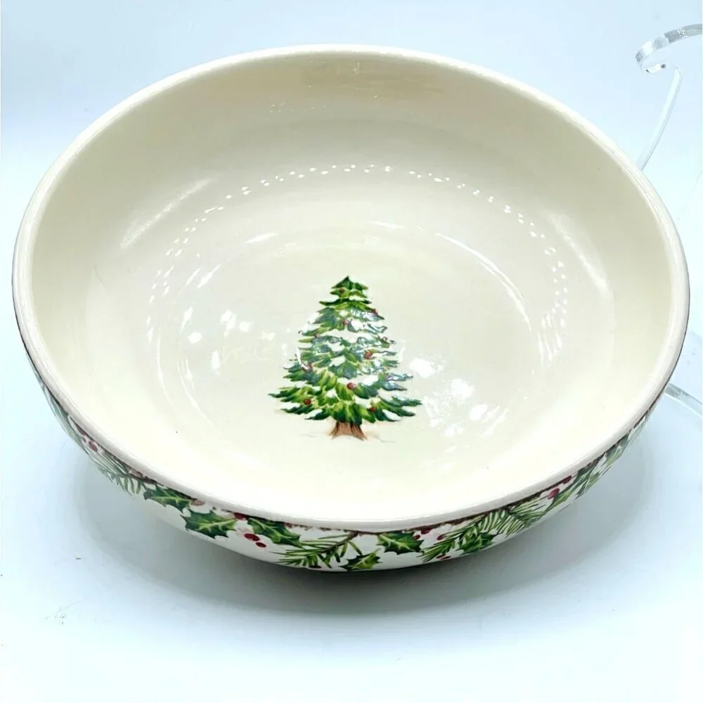 Pier 1 Winter's Wonder Holiday Christmas Ironstone Dinner Cereal Soup Bowl 8
